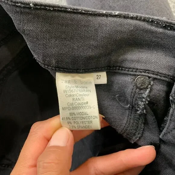 Rag & Bone Jeans Womens 27 Faded Black Denim High Rise Ankle Skinny Stretch - Picture 8 of 11